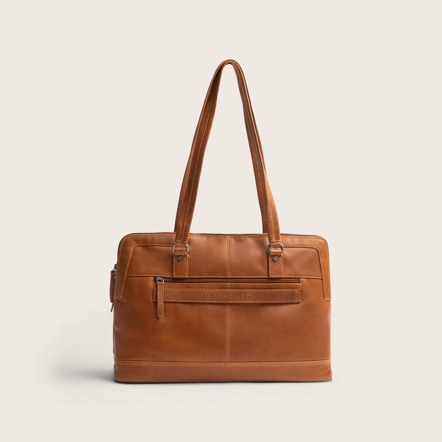 Sac Porté Épaule Ordinateur en Cuir Cognac Isara