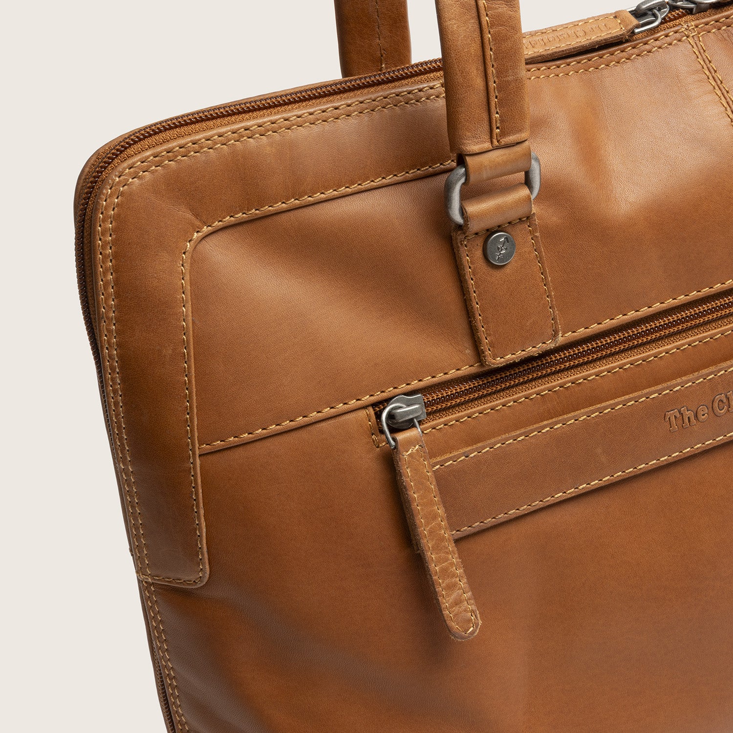 Sac Porté Épaule Ordinateur en Cuir Cognac Isara