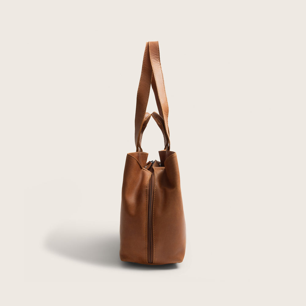 Leren Schoudertas Cognac Gail