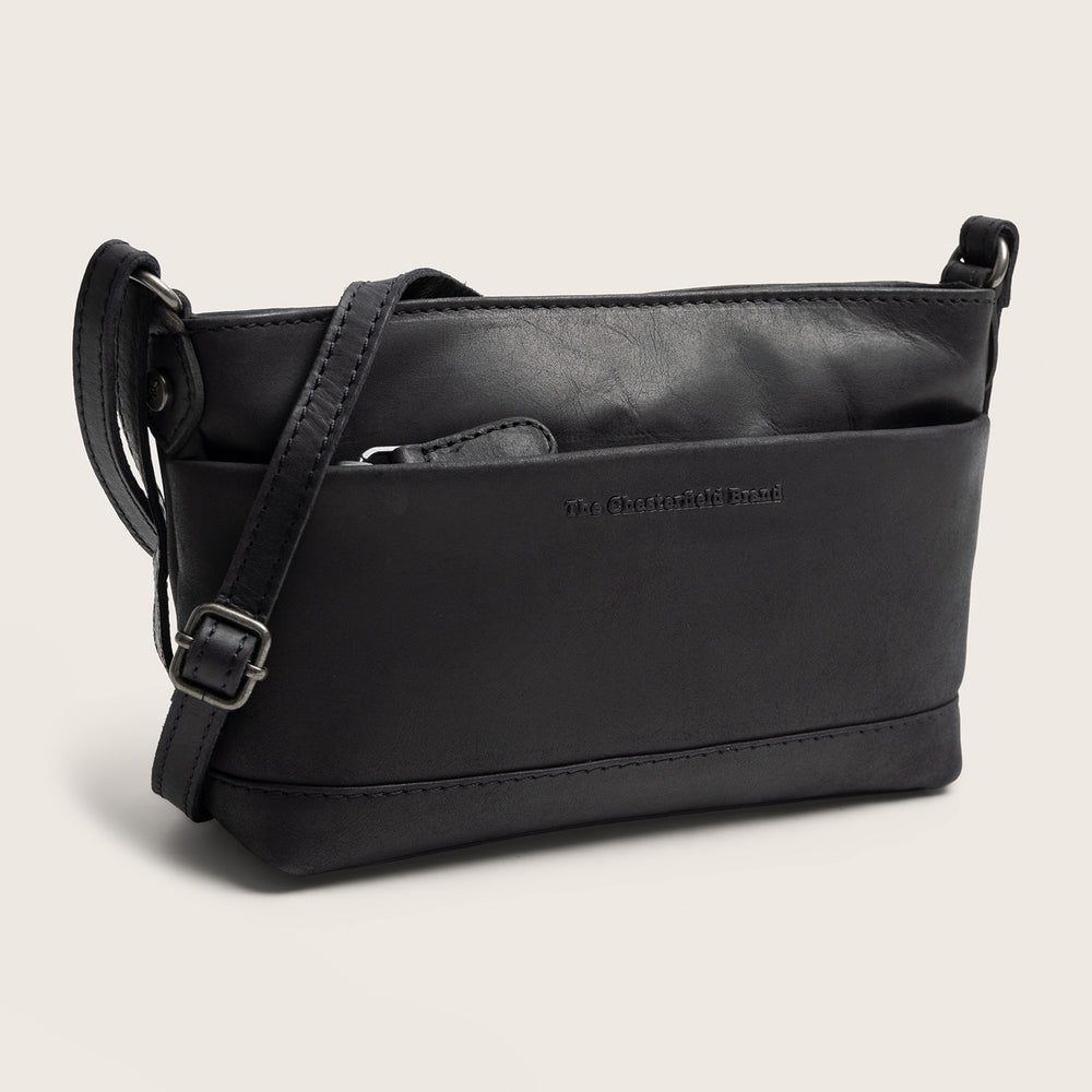 Leder Umhängetasche Schwarz Salerno