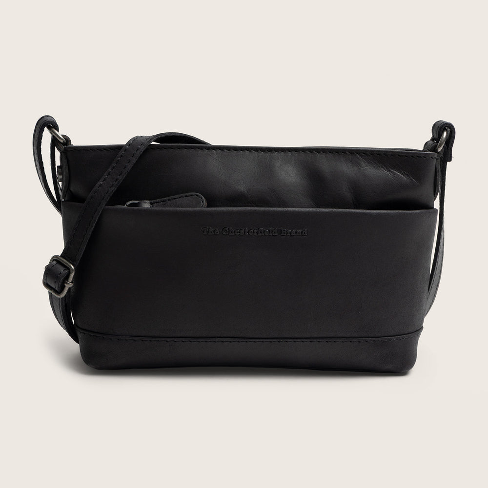 Leder Umhängetasche Schwarz Salerno