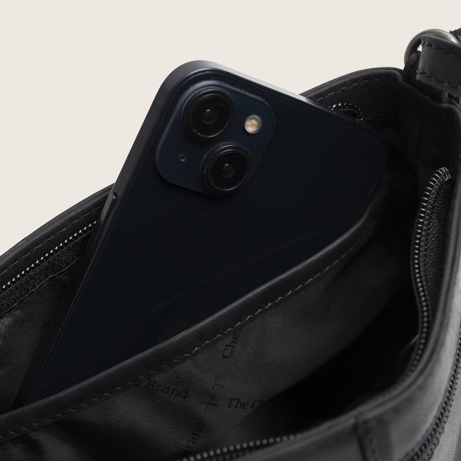 Leder Umhängetasche Schwarz Salerno