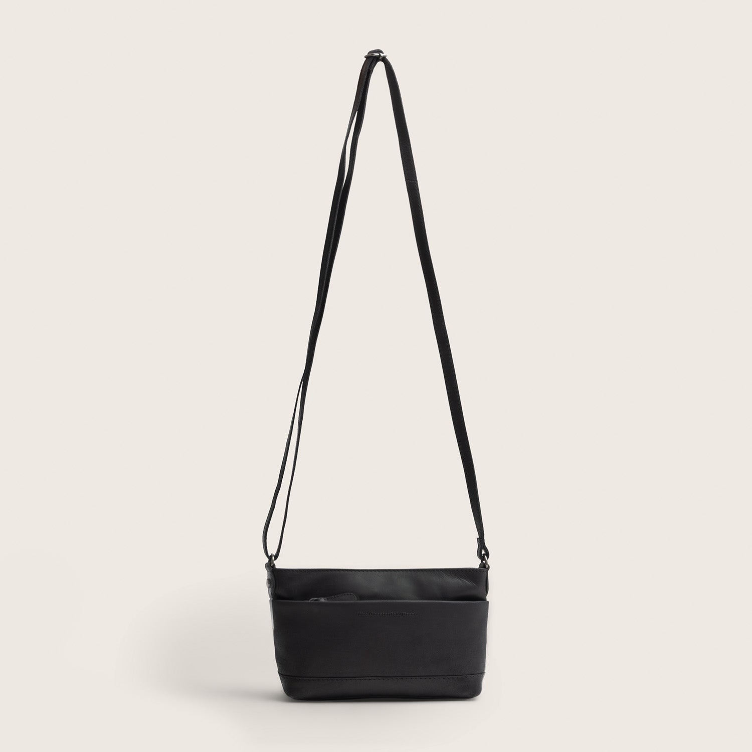 Leder Umhängetasche Schwarz Salerno