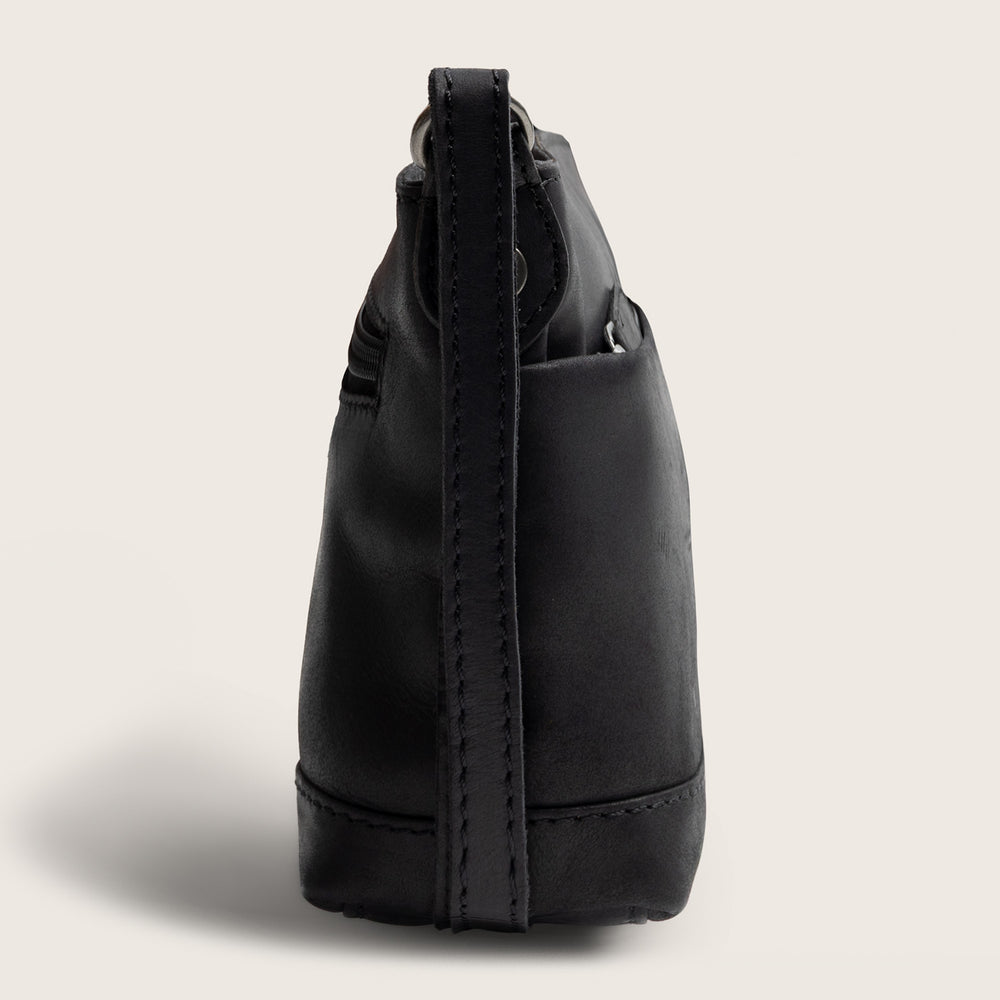 Leder Umhängetasche Schwarz Salerno