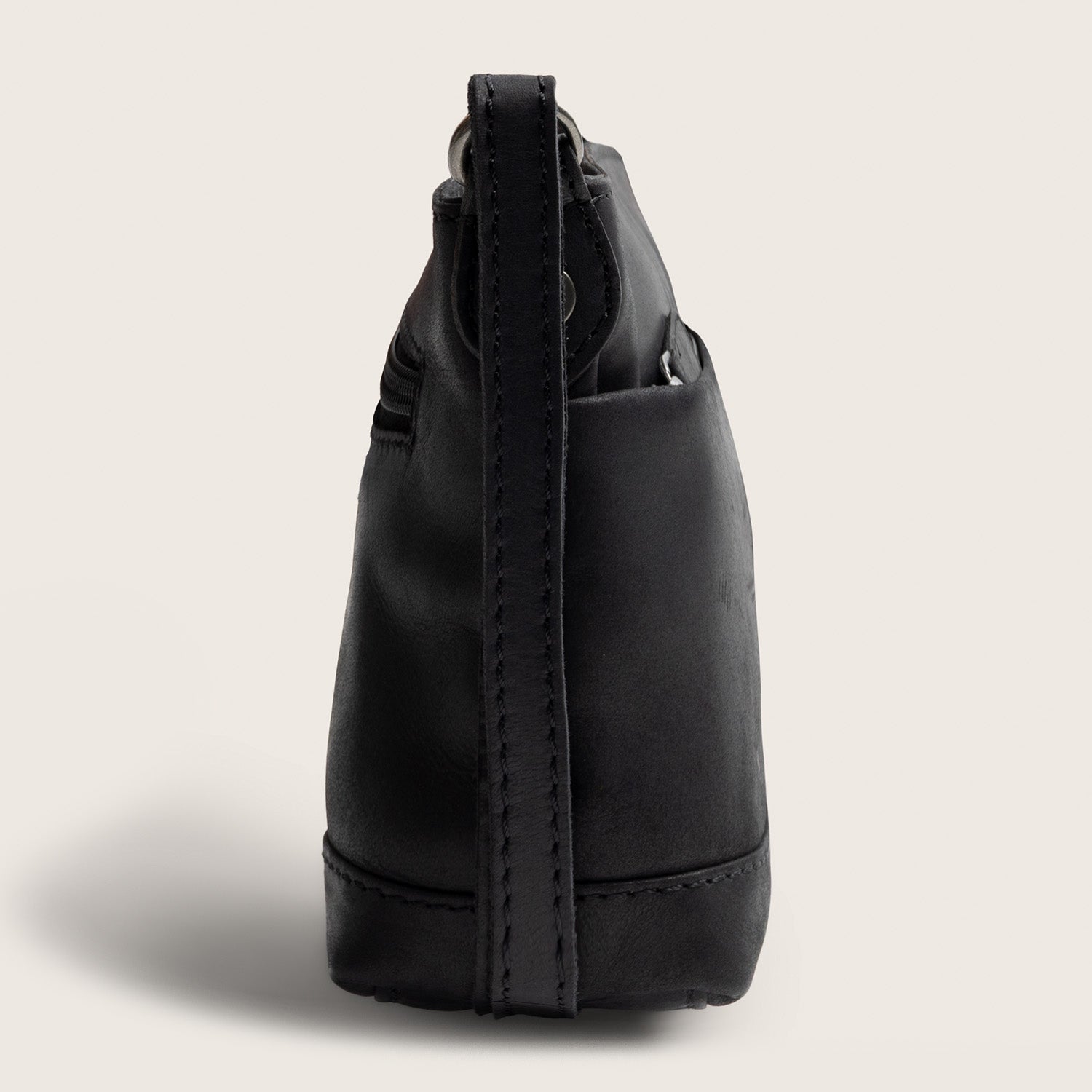 Leder Umhängetasche Schwarz Salerno