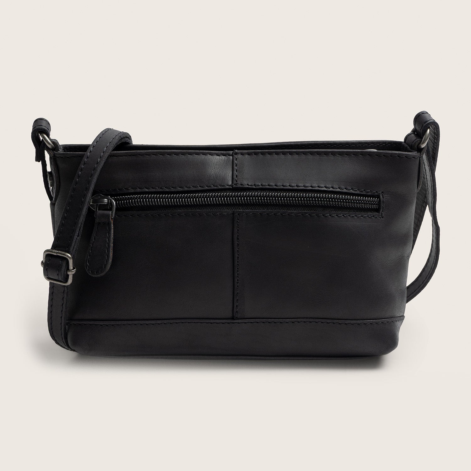 Leder Umhängetasche Schwarz Salerno