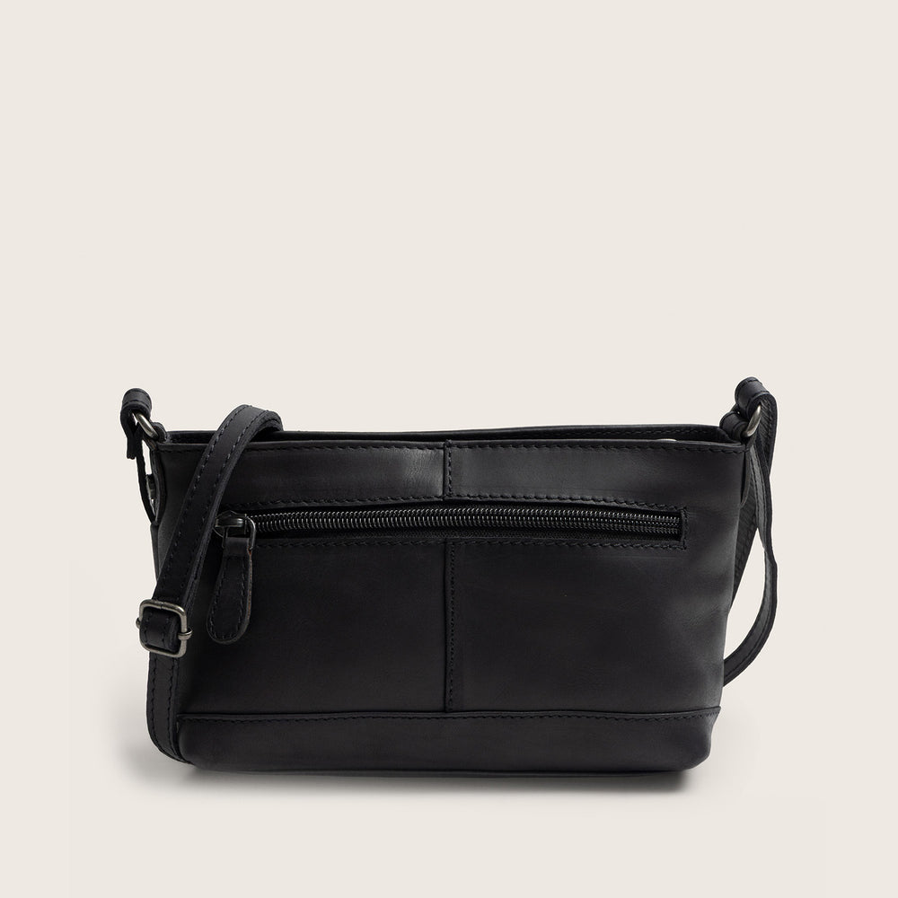 Leather Crossbody Bag Black Salerno