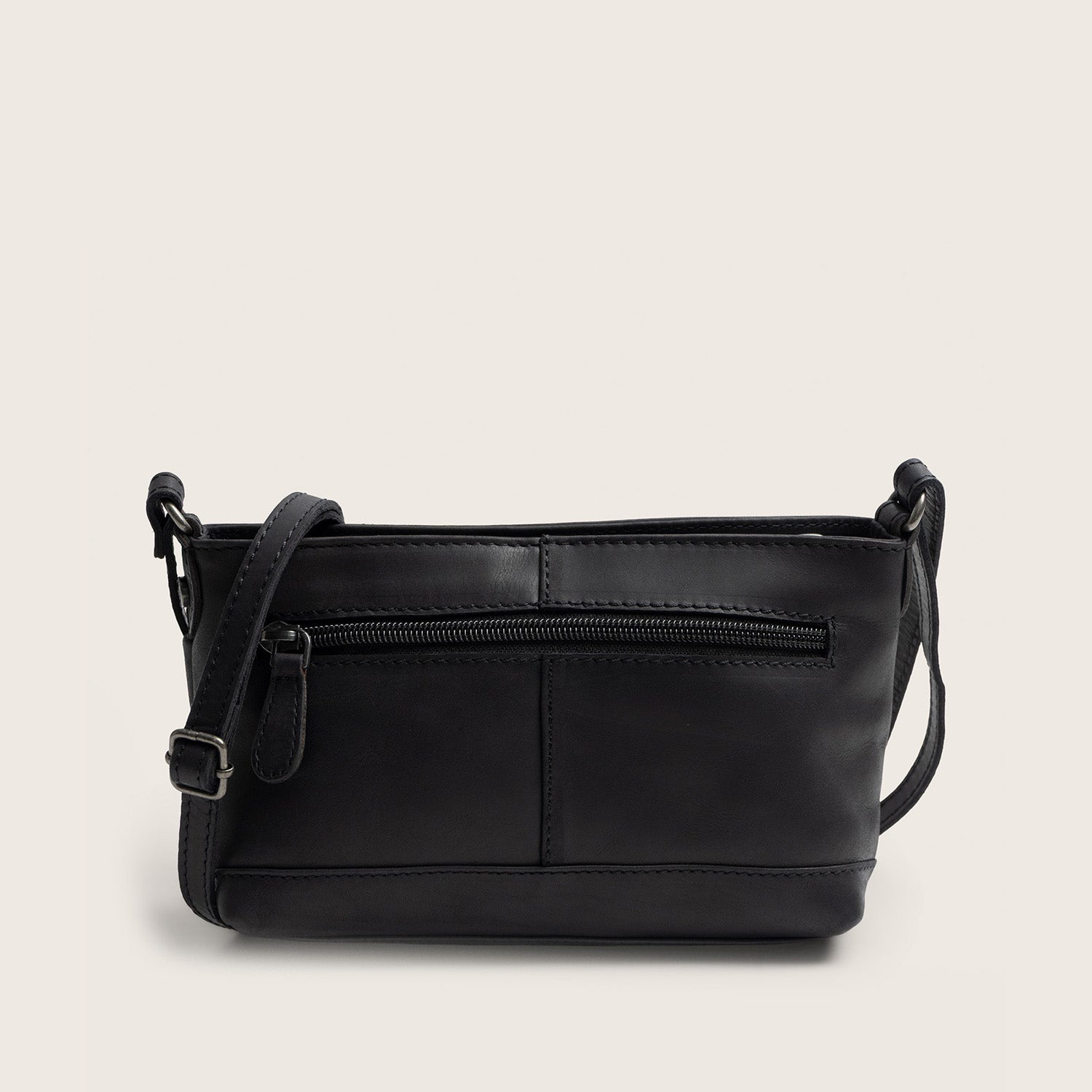 Leather Crossbody Bag Black Salerno