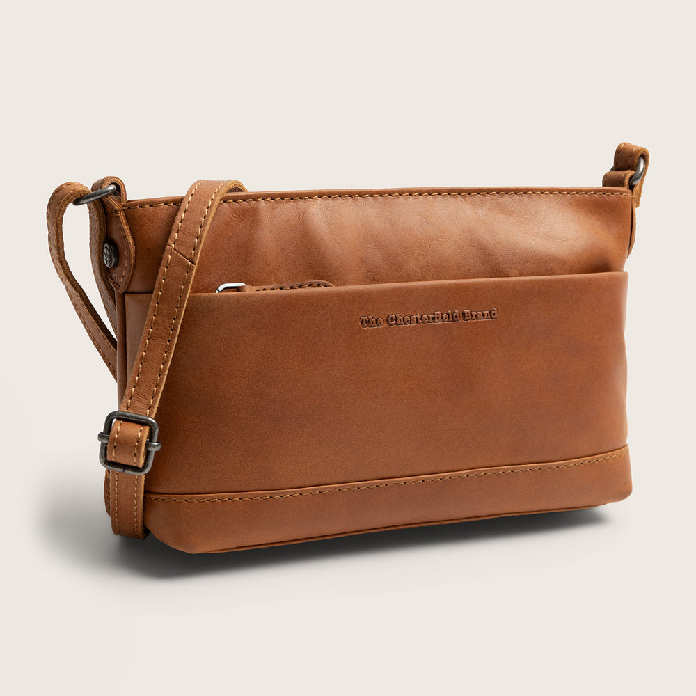 Leather Crossbody Bag Cognac Salerno