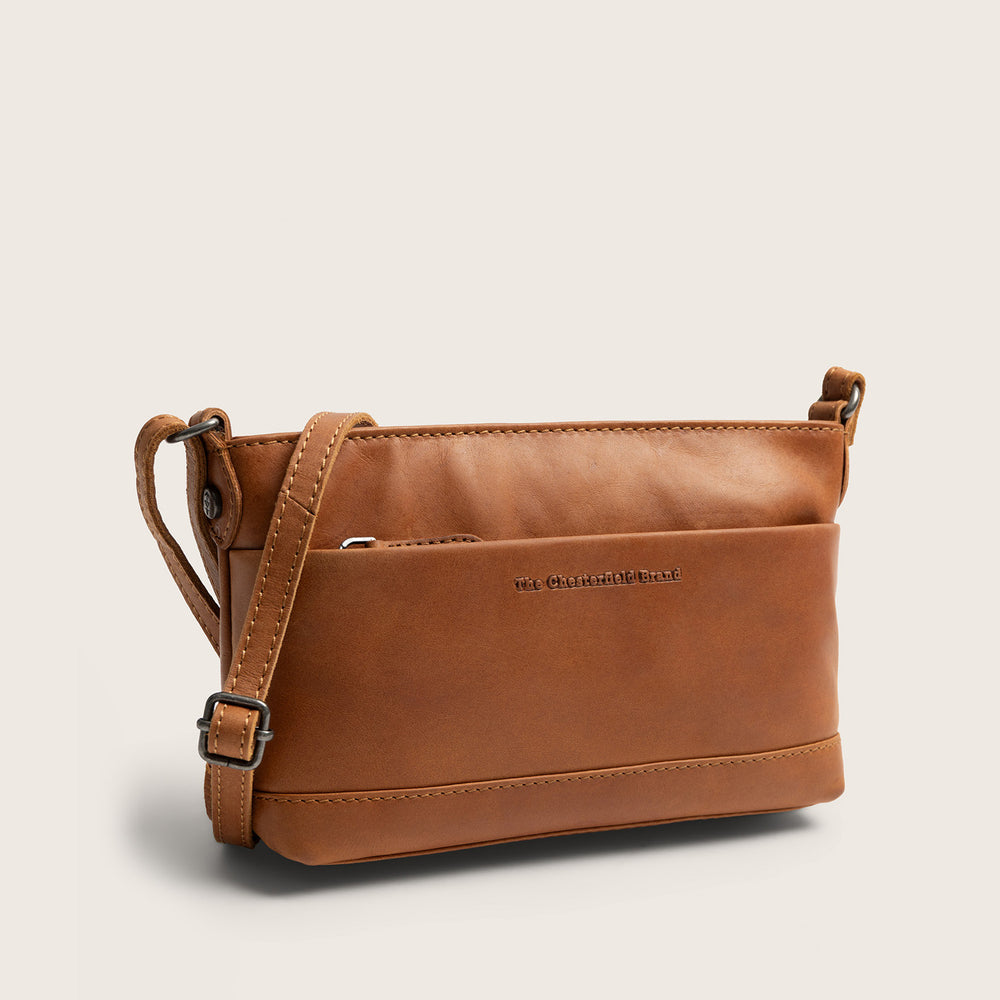 Leather Crossbody Bag Cognac Salerno