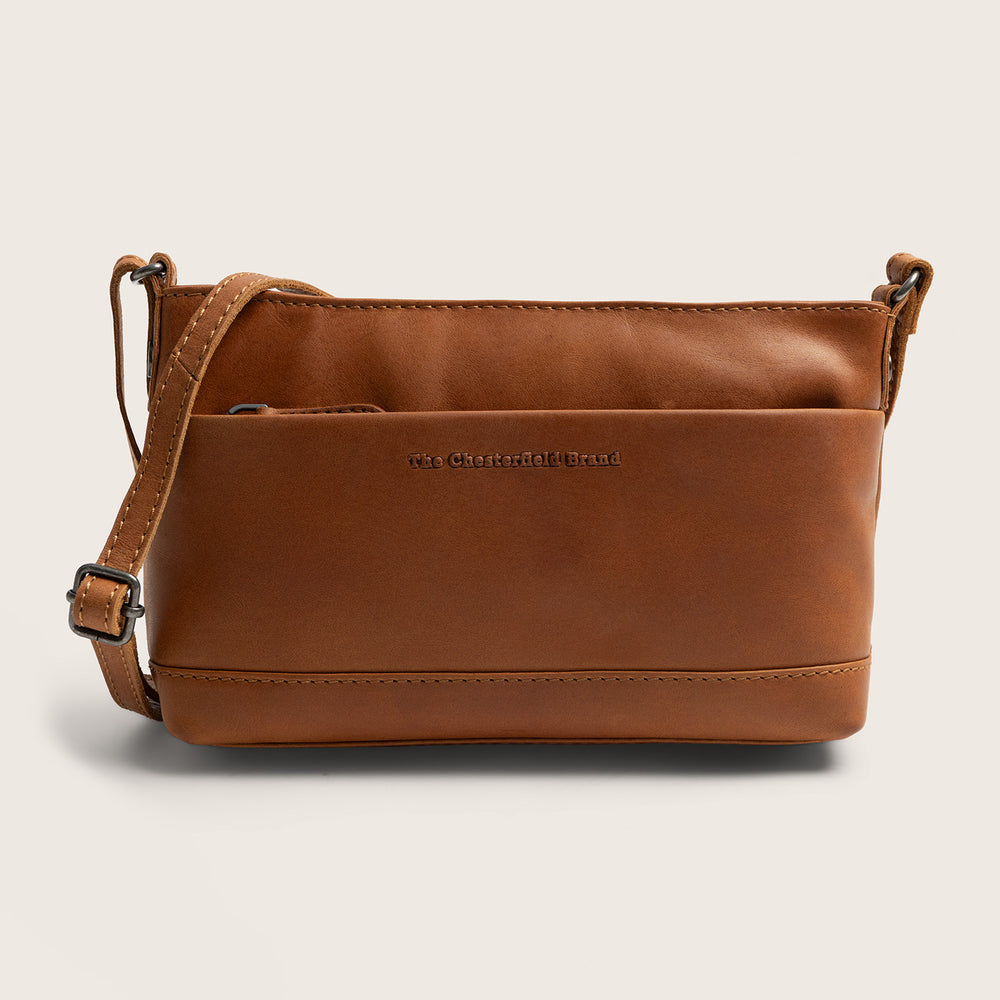 Leather Crossbody Bag Cognac Salerno