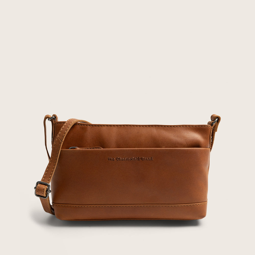 Leather Crossbody Bag Cognac Salerno