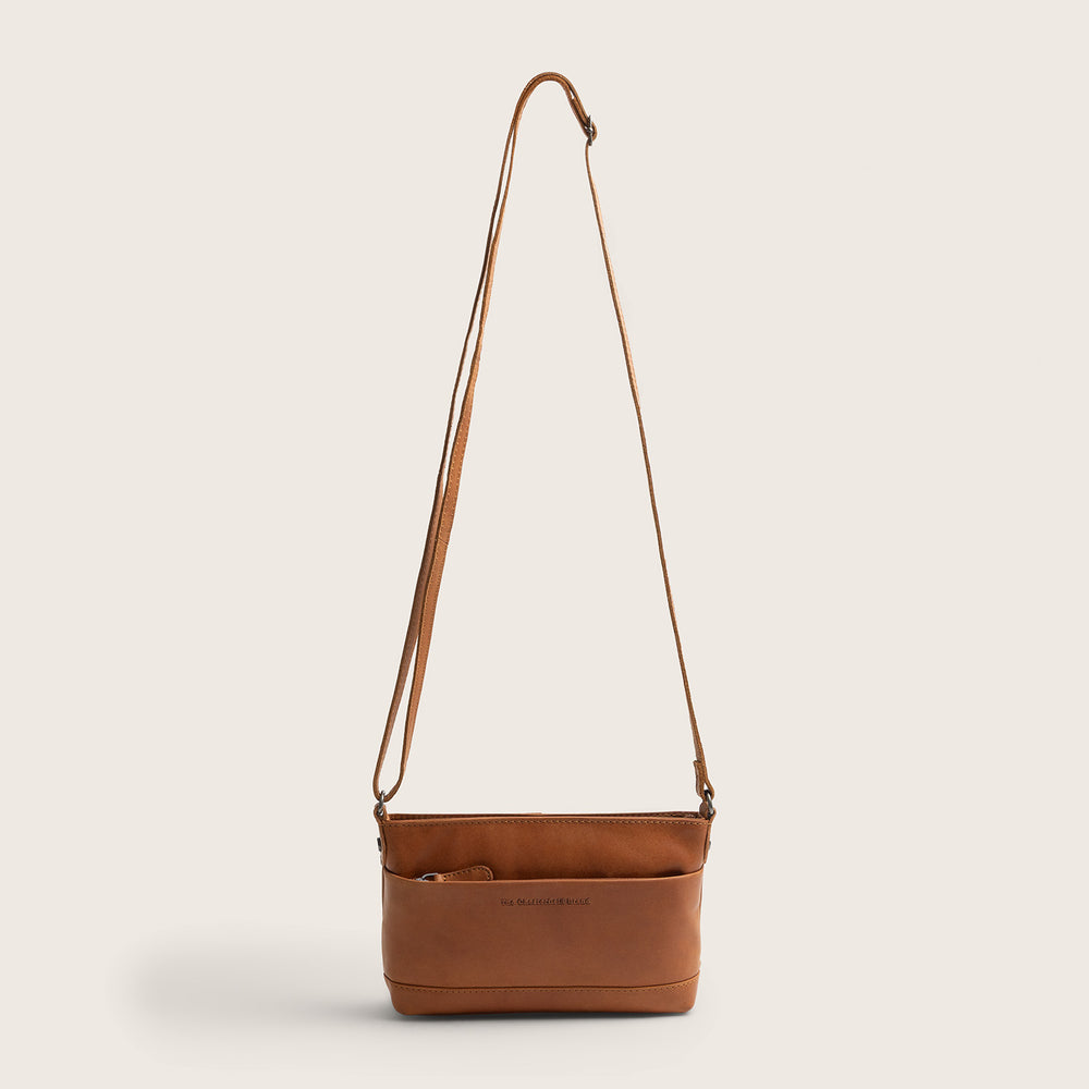 Leather Crossbody Bag Cognac Salerno