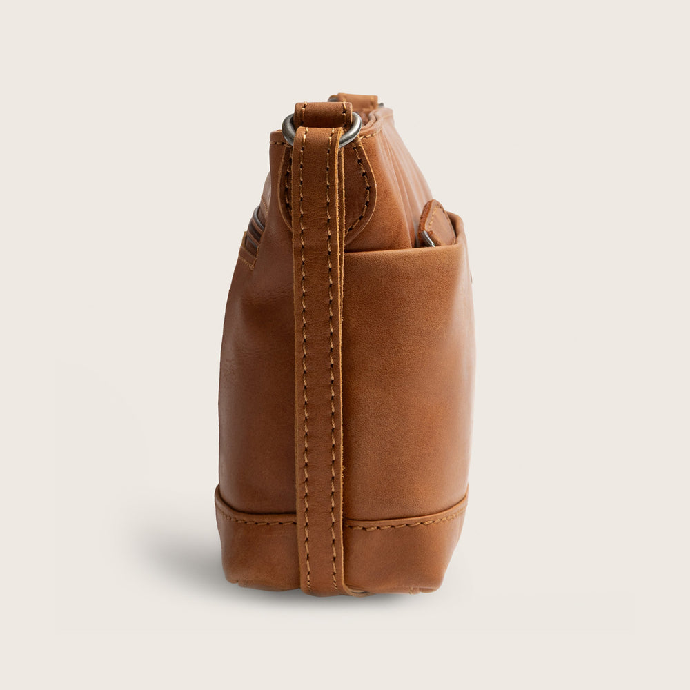 Leather Crossbody Bag Cognac Salerno