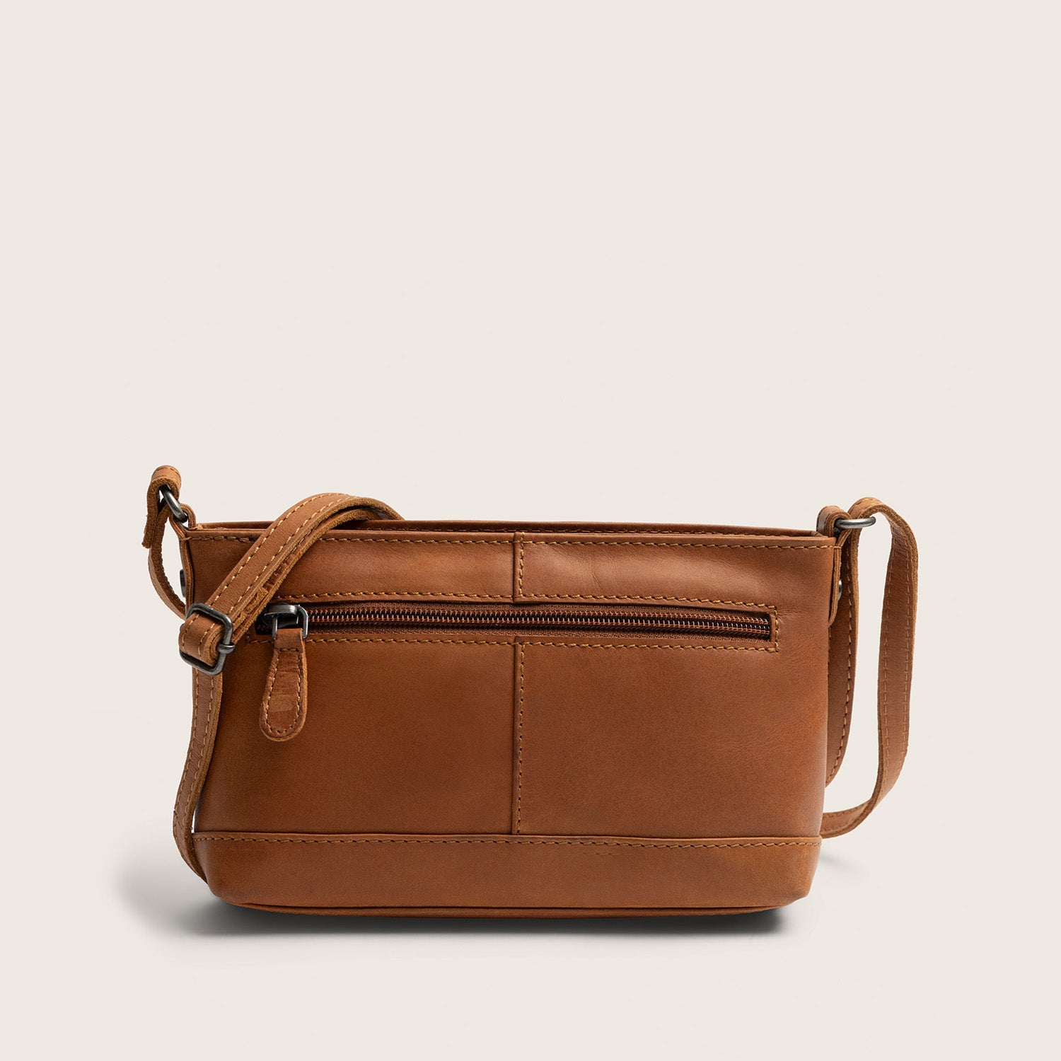 Leather Crossbody Bag Cognac Salerno