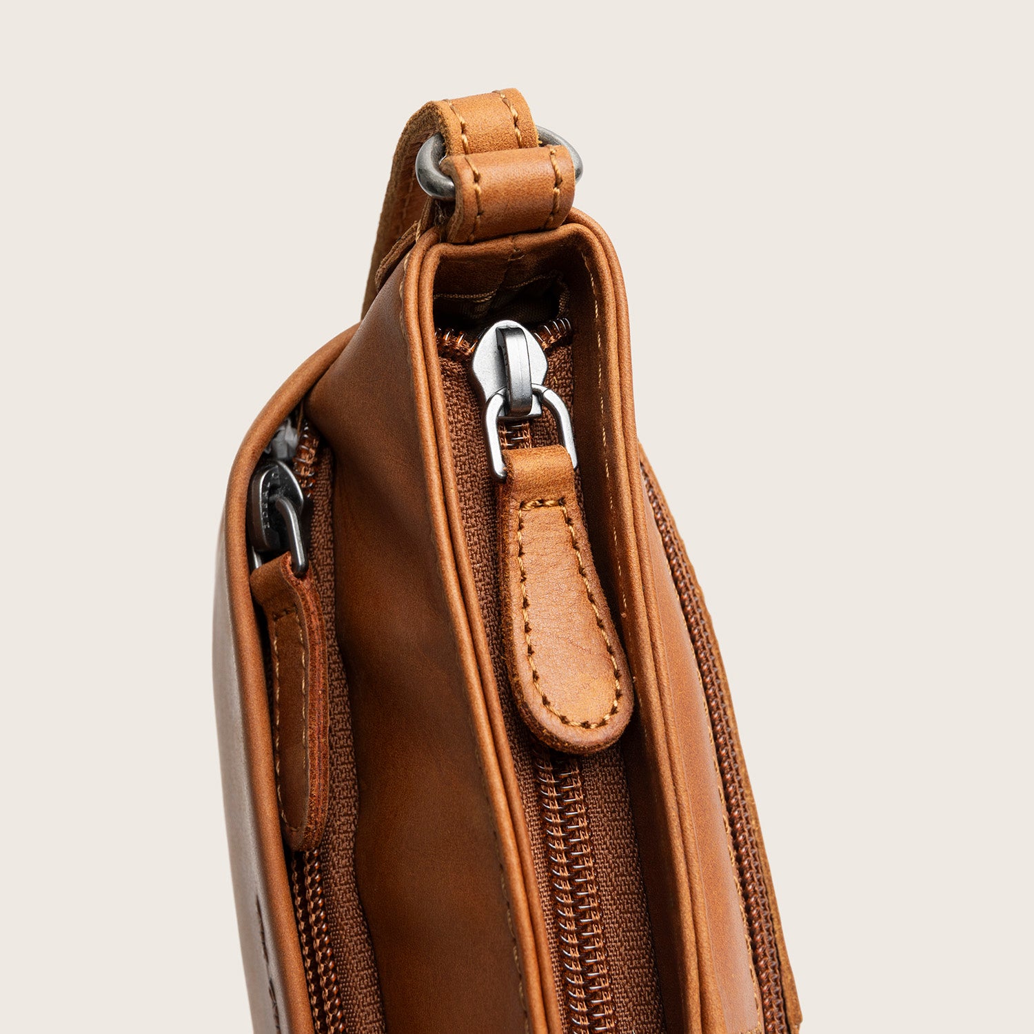 Leren Crossbody Tas Cognac Salerno
