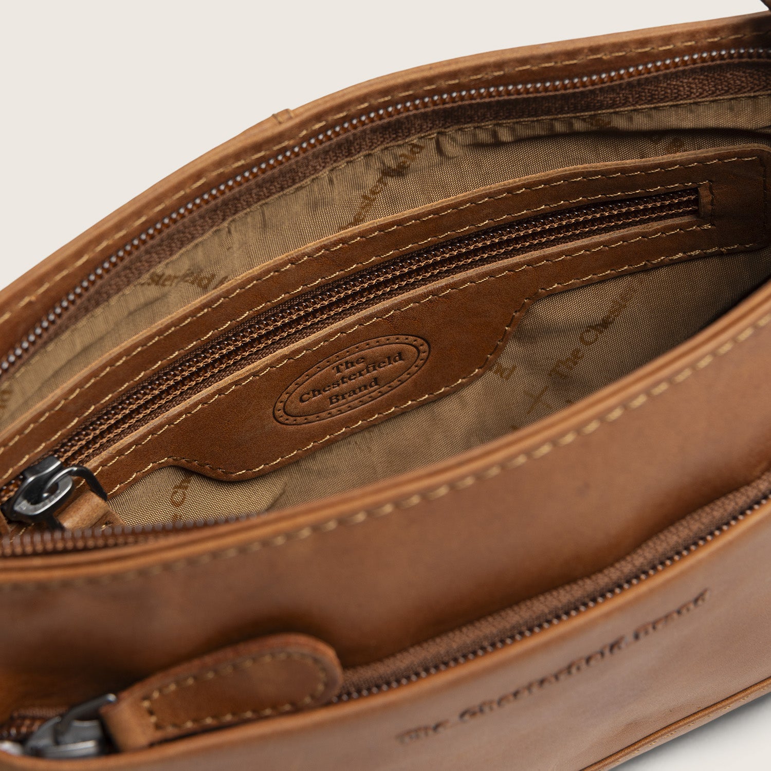Leren Crossbody Tas Cognac Salerno