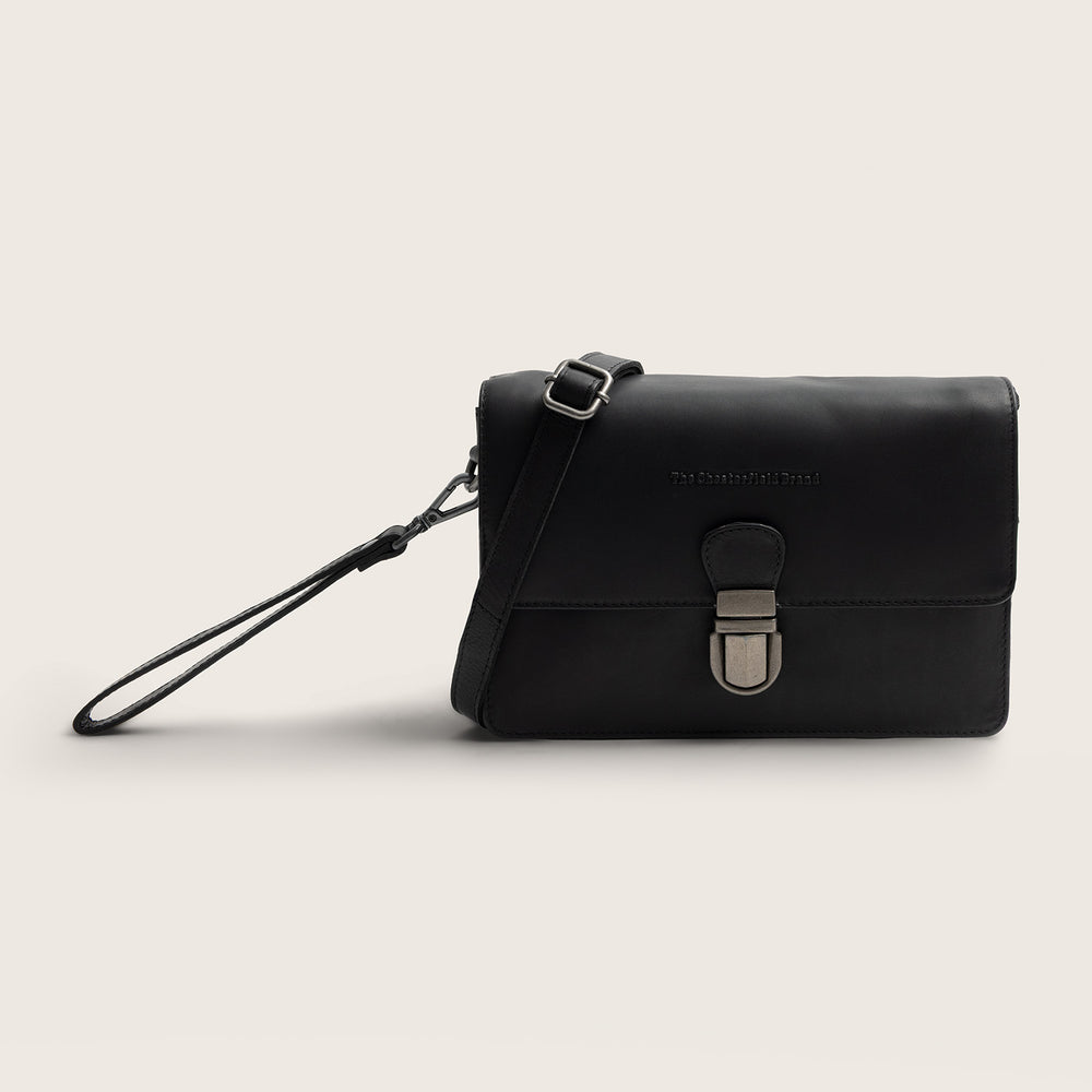 Leder Umhängetasche Schwartz Lucca