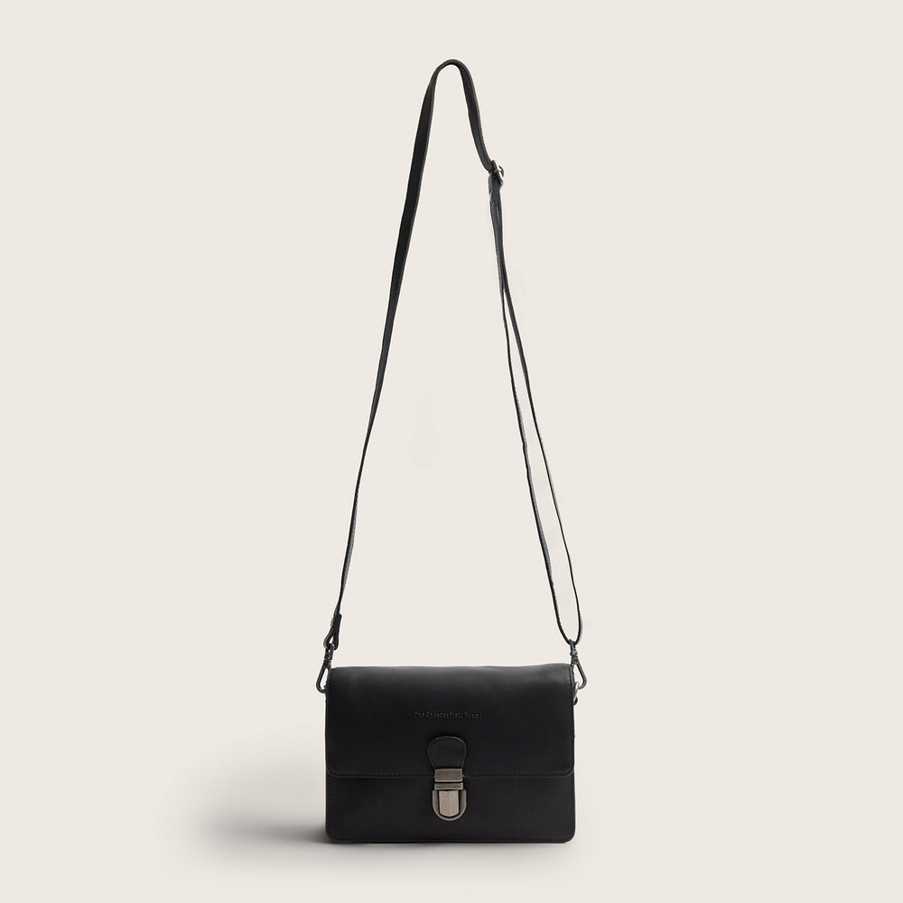 Leder Umhängetasche Schwartz Lucca