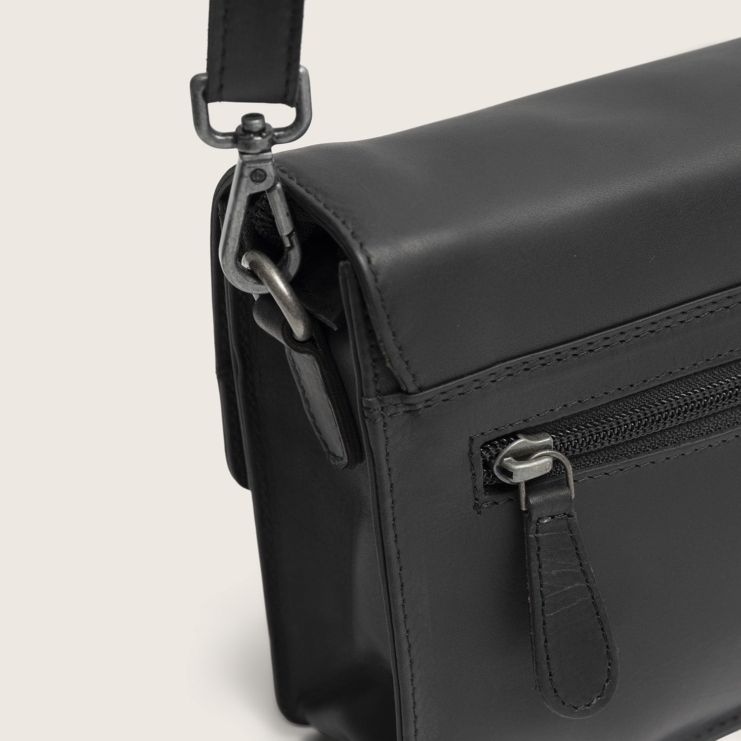 Leren Crossbody Tas Zwart Lucca
