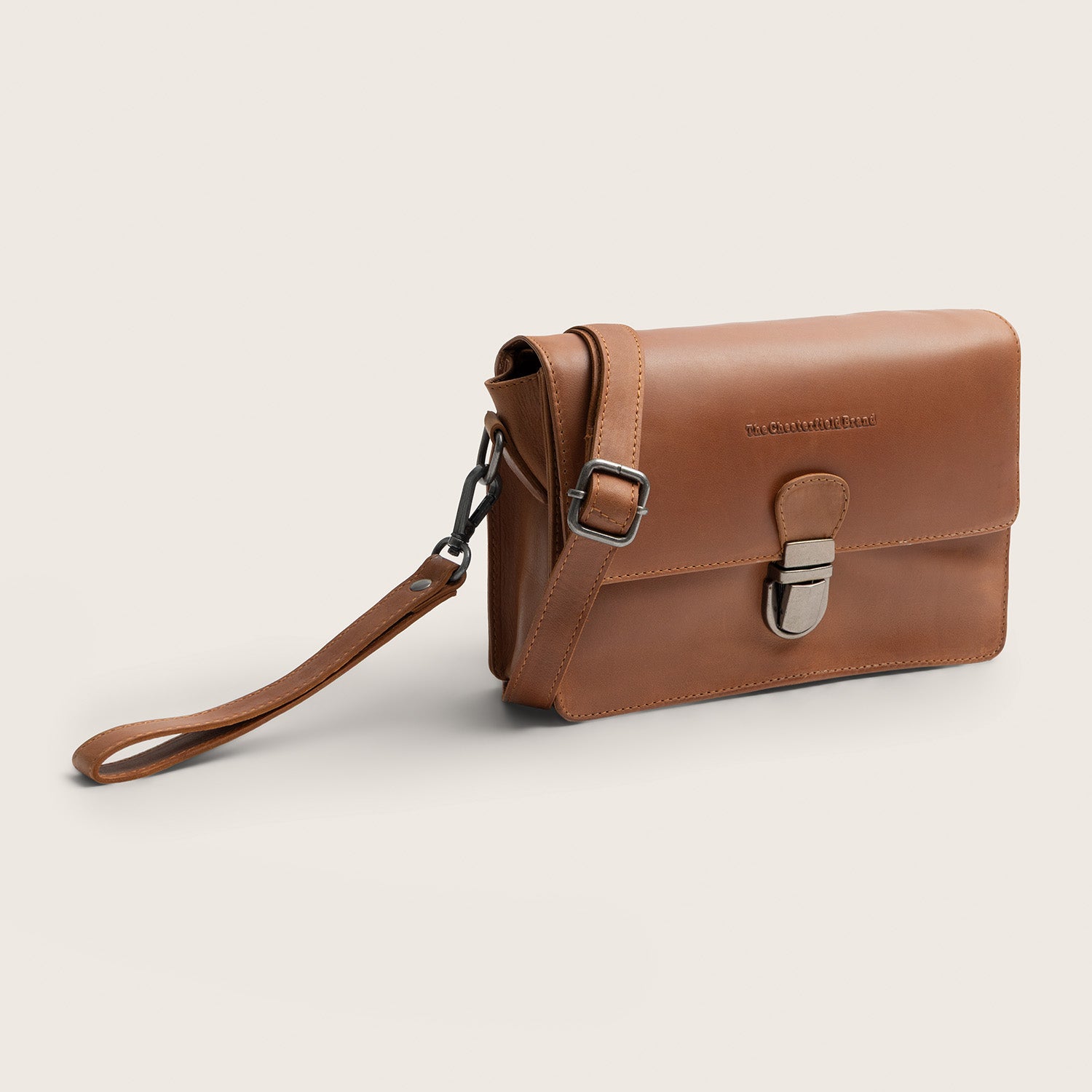 Leather Crossbody Bag Cognac Lucca