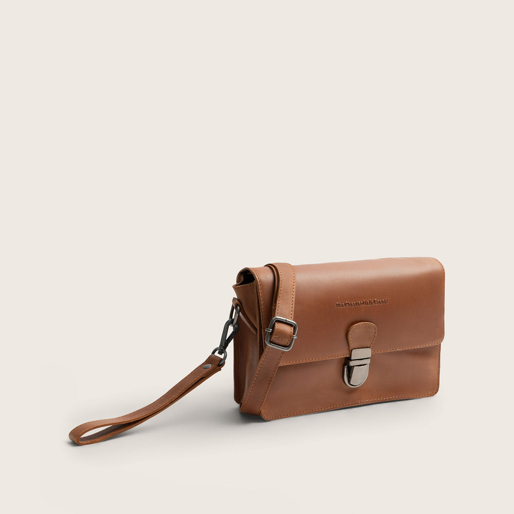 Leather Crossbody Bag Cognac Lucca