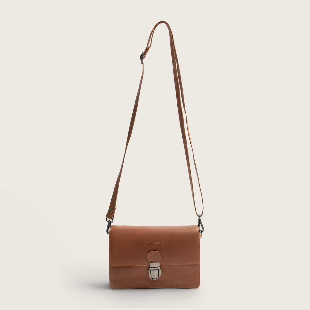 Leather Crossbody Bag Cognac Lucca