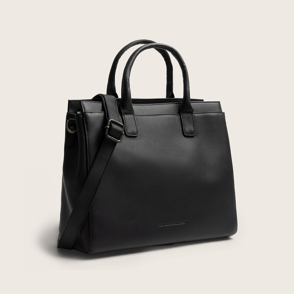 Leather Laptop Bag Black Rivera