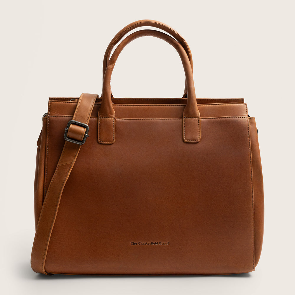 Sacoche Ordinateur en Cuir Cognac Rivera