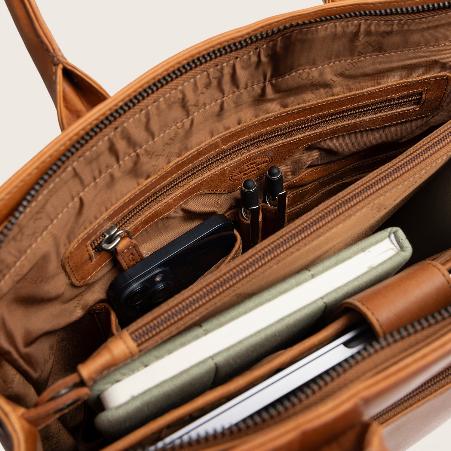 Leather Laptop Bag Cognac Rivera