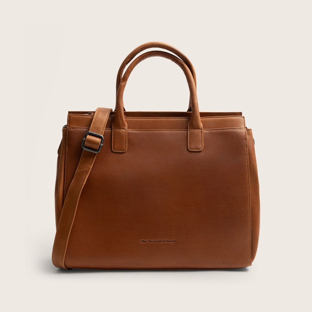 Leather Laptop Bag Cognac Rivera