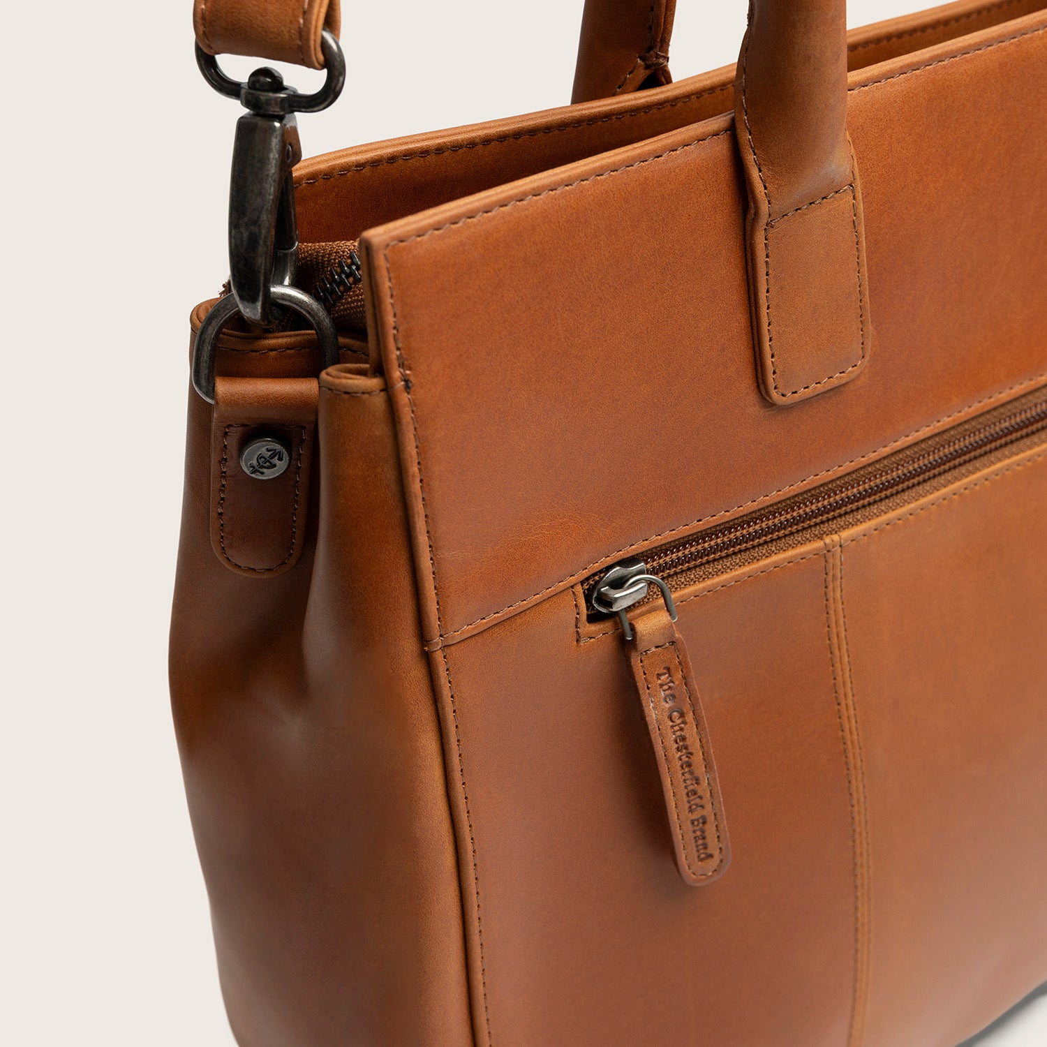 Leather Laptop Bag Cognac Rivera