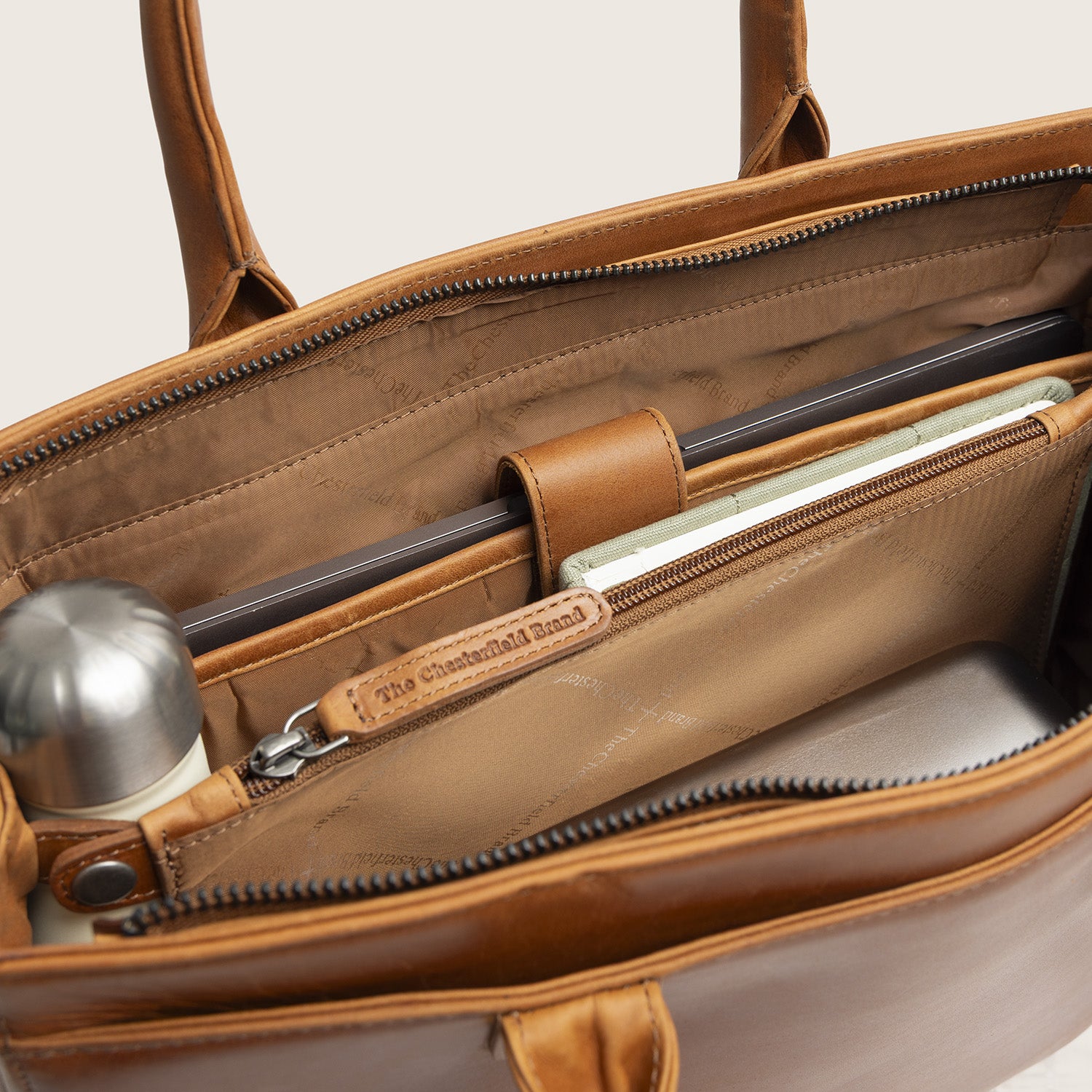 Leather Laptop Bag Cognac Rivera