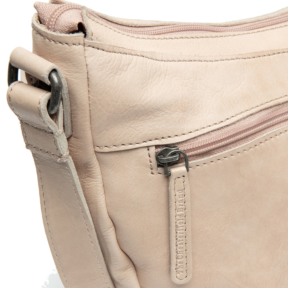 Leather Crossbody Bag Beige Clarita