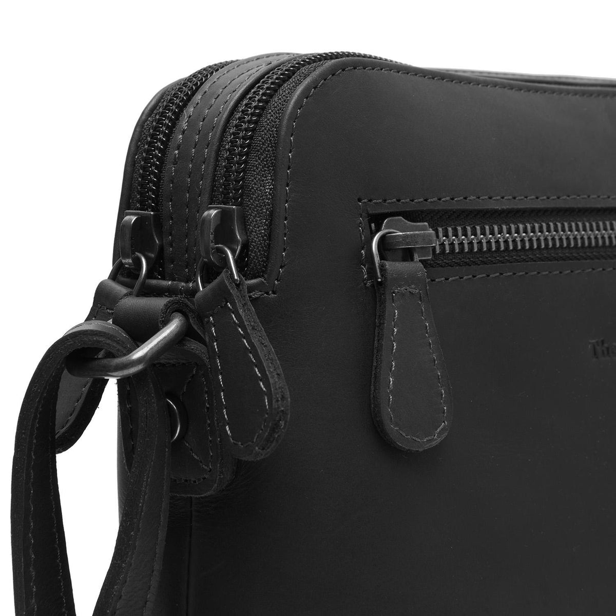 Leren Crossbody Tas Zwart Nebraska