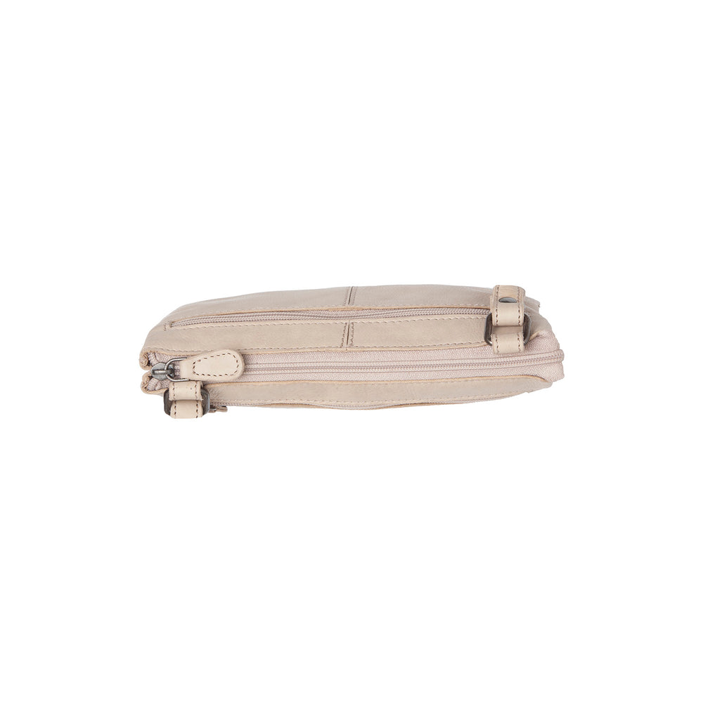 Leather Crossbody Bag Beige Osaka