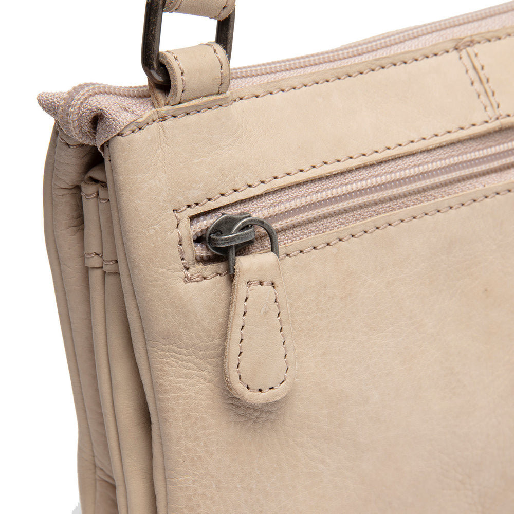 Leather Crossbody Bag Beige Osaka
