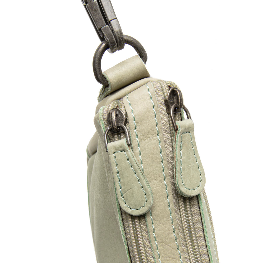 Leather Shoulder Bag Ocean Green Irving