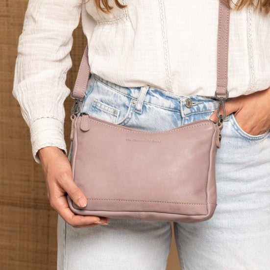 Leather Shoulder Bag Lavender Lilac Irving
