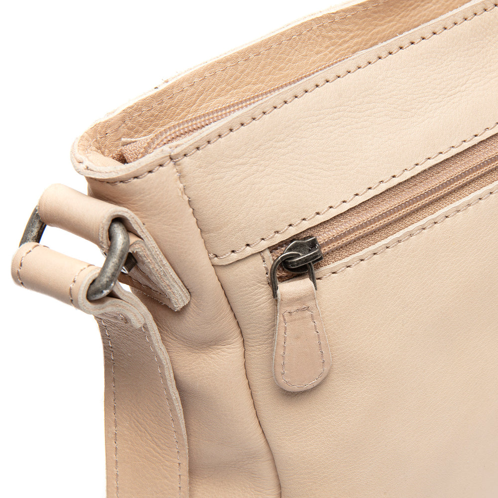 Leather Crossbody Bag Beige Aston