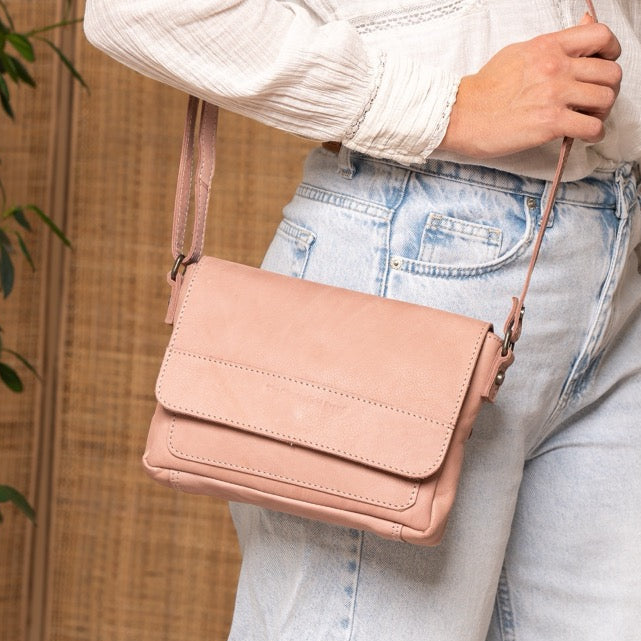 Leather Crossbody Bag Vintage Rose Ann
