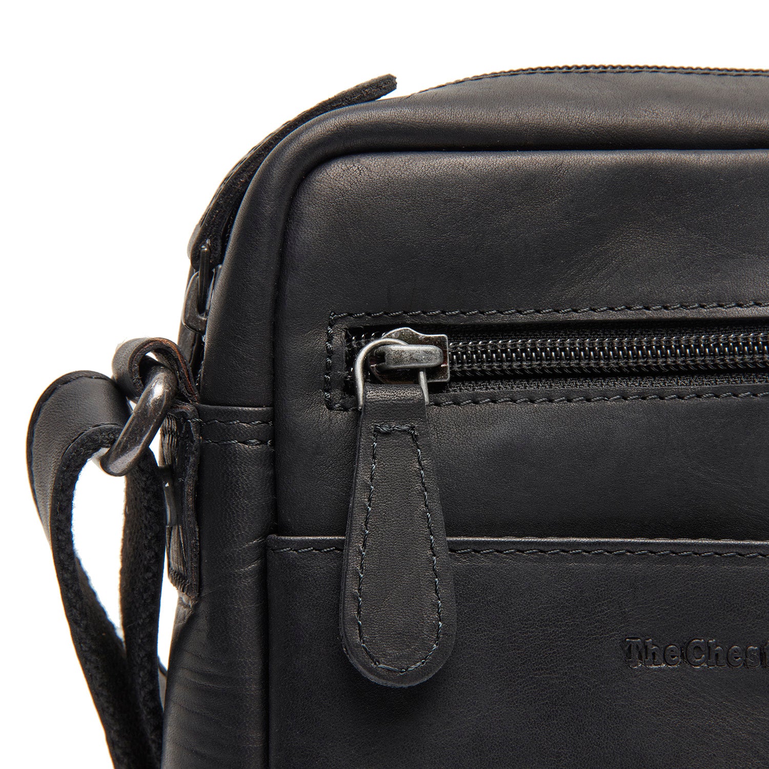 Sac Bandoulière en Cuir Noir Laveno