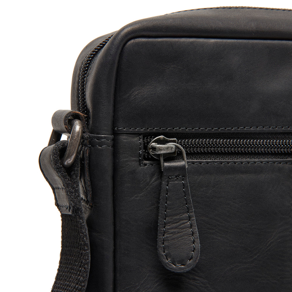 Sac Bandoulière en Cuir Noir Laveno