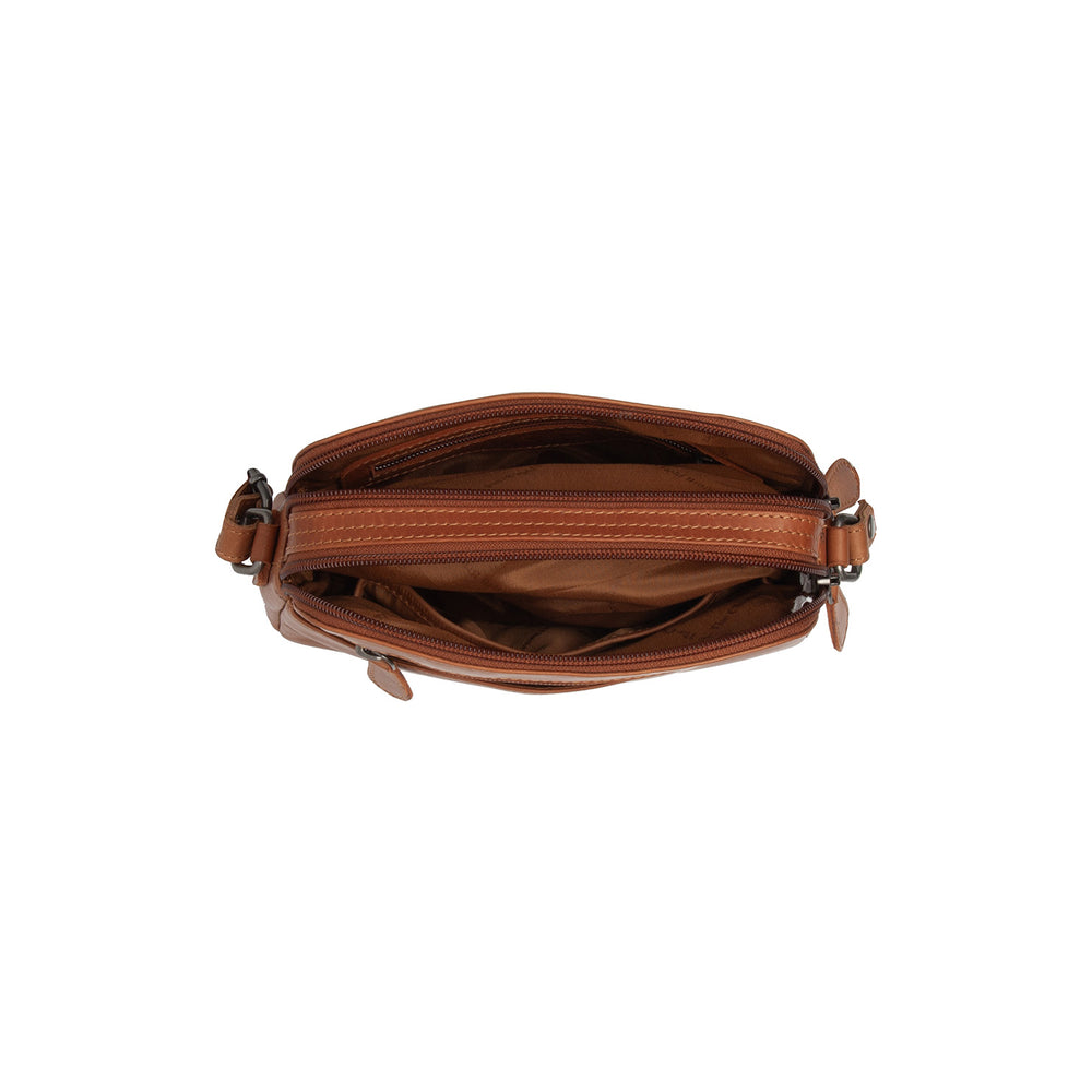 Sac Bandoulière en Cuir Cognac Vionne