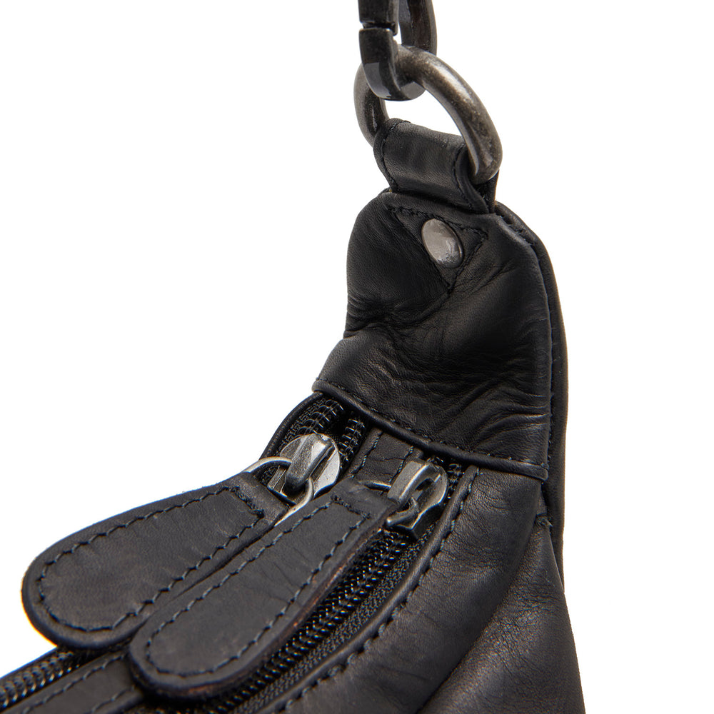 Leder Schultertasche Schwarz Mirave