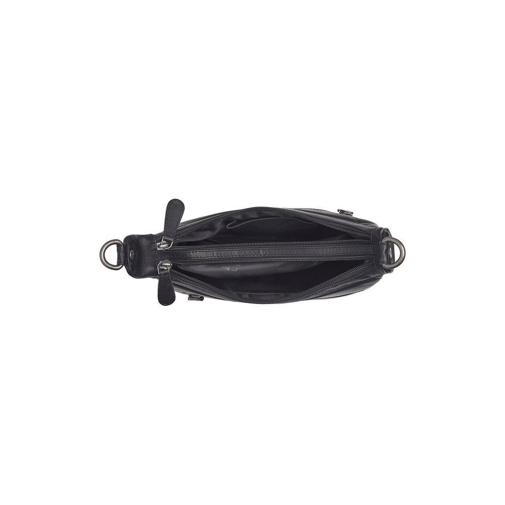 Leder Schultertasche Schwarz Mirave