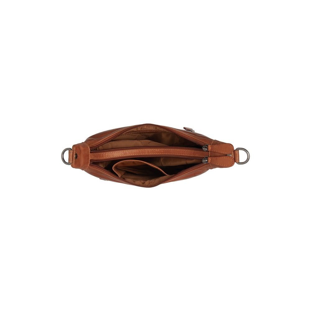 Sac Porté Épaule en Cuir Cognac Mirave