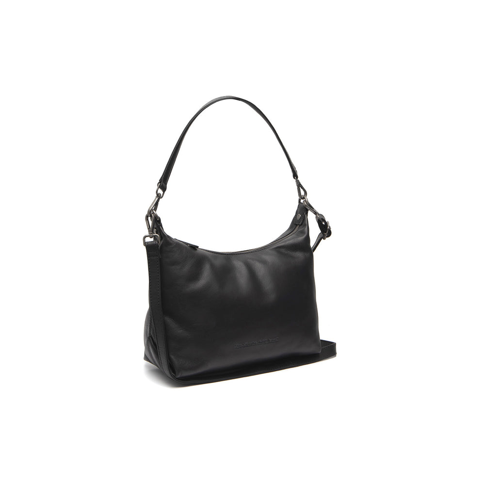 Leder Schultertasche Schwarz Skara