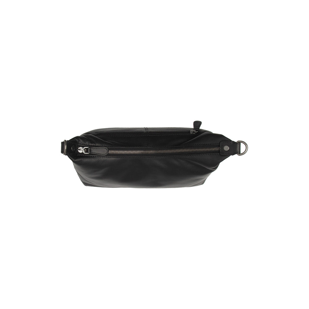 Leder Schultertasche Schwarz Skara