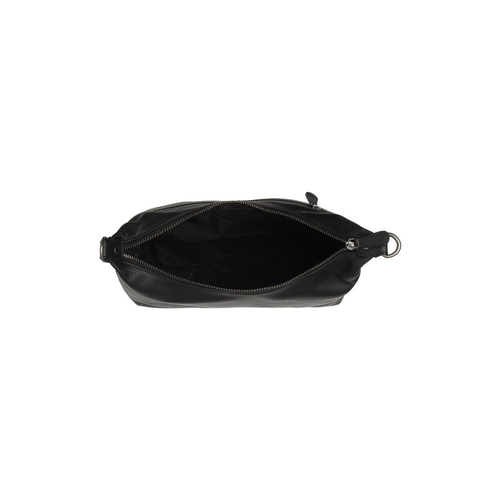 Leder Schultertasche Schwarz Skara
